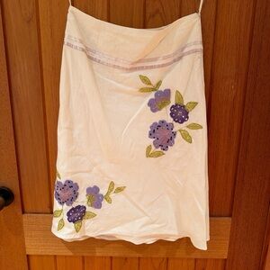 Floral Embroidered White Skirt